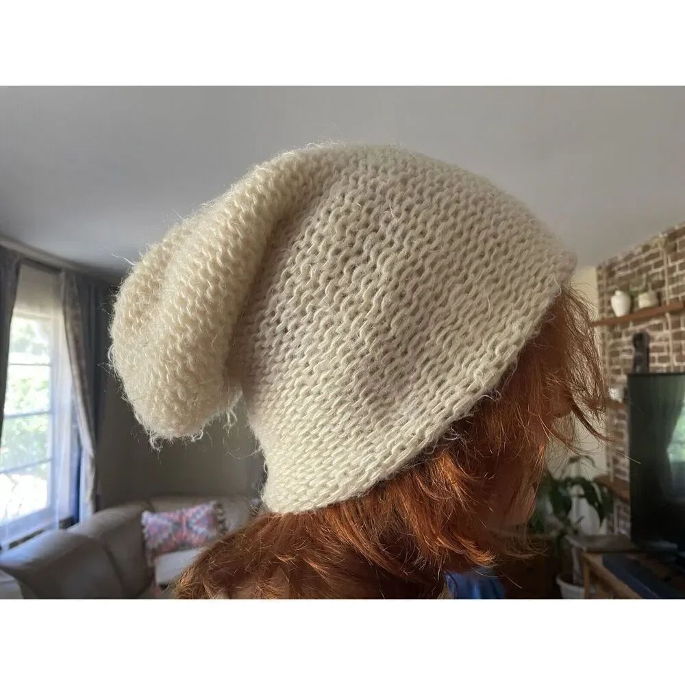 Cream Knitted Women’s Hat Made In USA
